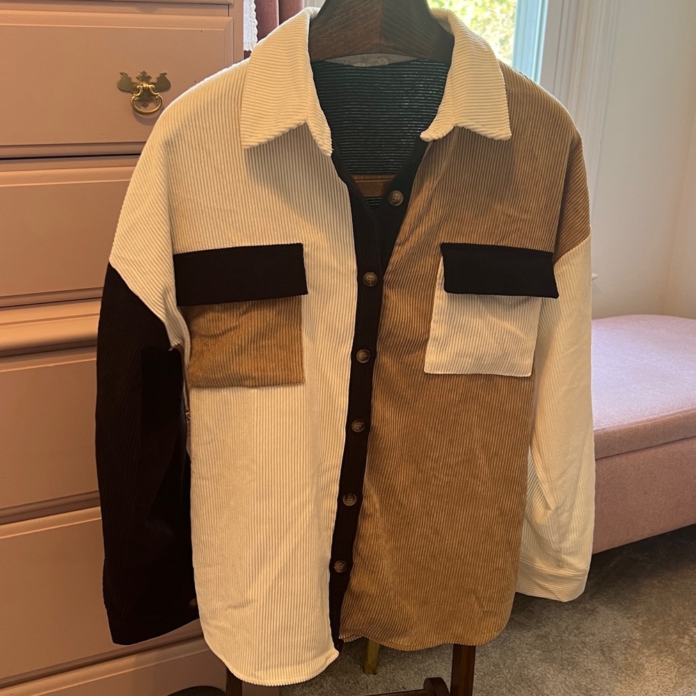 Blu Pepper Corduroy Button-Up Shirt with Pocket Detail